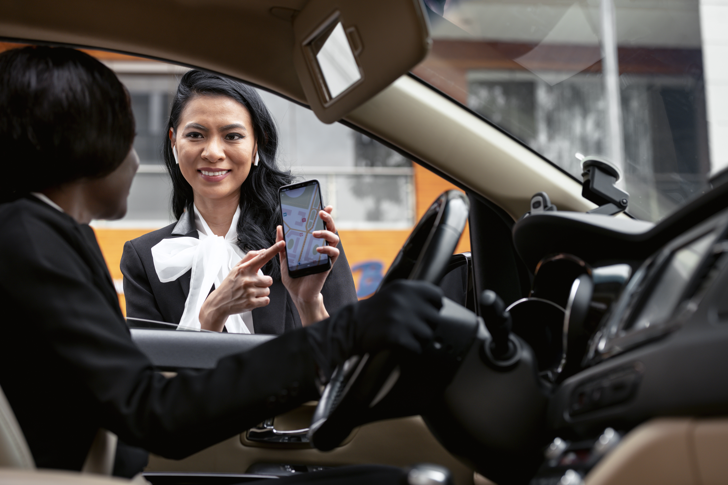 Business woman Getting Taxi Cab